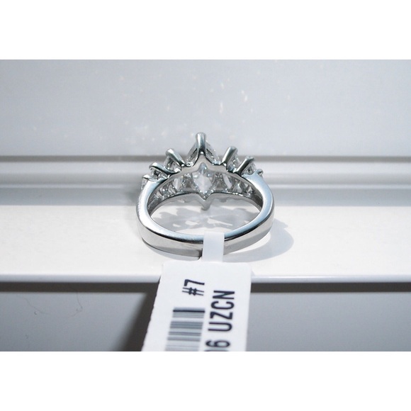 STAINLESS STEEL 5 Marquise Cut Cubic Zirconia Ring Sizes 6-10 - Picture 10 of 16